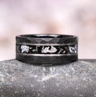 Black Onyx & Meteorite Couples Ring Set