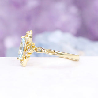 Siren Queen Marquise Aquamarine Lotus Ring by Aquamarise, side profile view