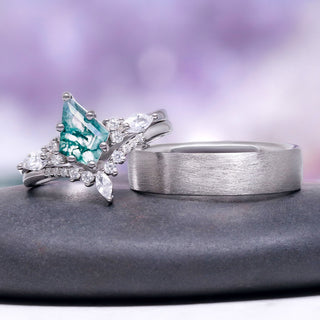 Skye Kite® Green Moss Agate Ring Couples Ring Set