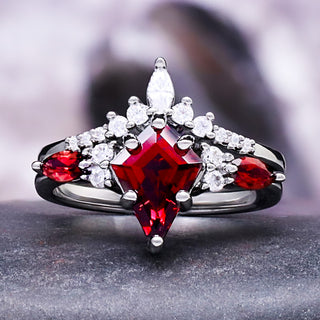 Skye Kite® Natural Red Garnet Couples Ring Set – top view