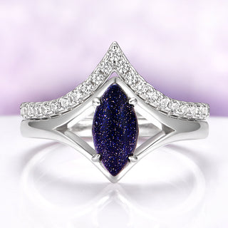 Starry Night Engagement Ring Set in Sterling Silver