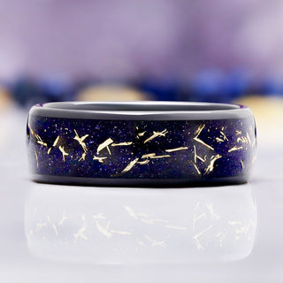 Starry Night Stardust Men's Wedding Band in Black Tungsten Carbide, 8mm, by Aquamarise
