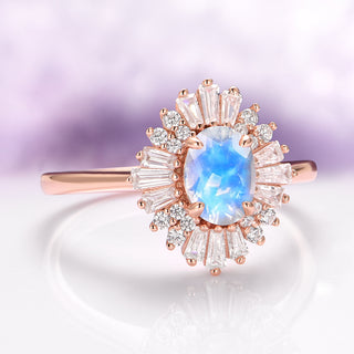 Victoria Moonstone Engagement Ring in Solid 14K Rose Gold