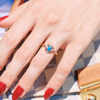 Vintage Blue Fire Opal Ring in 14K Rose Gold Vermeil