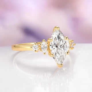 Marquise Lab Diamond Engagement Ring in Solid 14K Yellow Gold (IGI Certified)