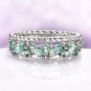 Willow Mint Green Sapphire Ring Set- Sterling Silver