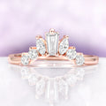 Baguette & Marquise Contour Stacking Ring in 14K Rose Gold Vermeil by Aquamarise, featuring baguette, marquise, and round stones in a delicate rose gold vermeil band.