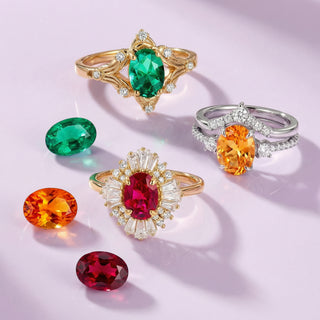birthstone jewelry banner ruby citrine emerald 