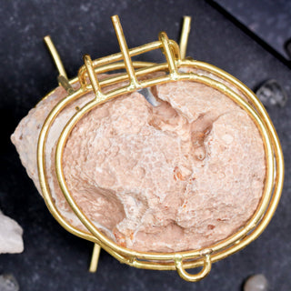 Blue Frost natural geode ring box by Aquamarise shown closed, highlighting the raw stone texture and gold hinge