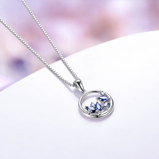 Midnight Blue Moissanite Cluster Necklace in Sterling Silver