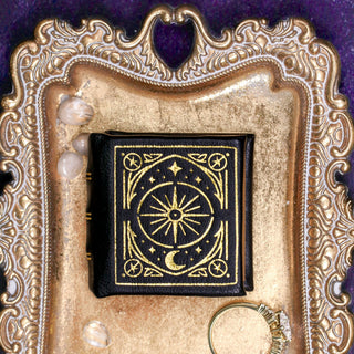 Night Court black and gold leather book ring box by Aquamarise, a fantasy-inspired original design