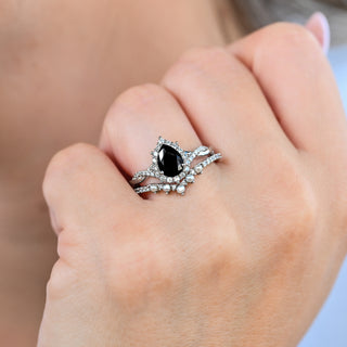 Briar Black Onyx & Pearl Ring Set in Sterling Silver worn on the hand
