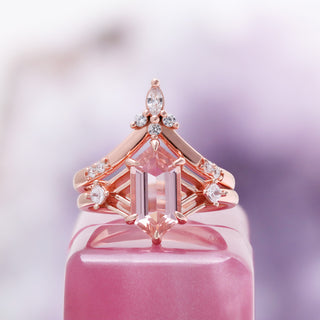 Celtic Morganite Ring Set in Rose Gold by Aquamarise, close-up of the Celtic knotwork band