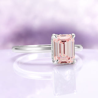 emerald cut morganite engagement ring side profile 
