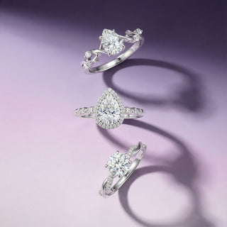 Three diamond rings on a purple background