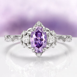 Esme Lavender Moissanite Ring in Sterling Silver