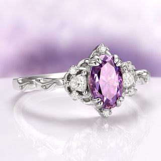 Esme Lavender Moissanite Ring in Sterling Silver