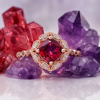 Red garnet ring by Aquamarise shown in a collection banner