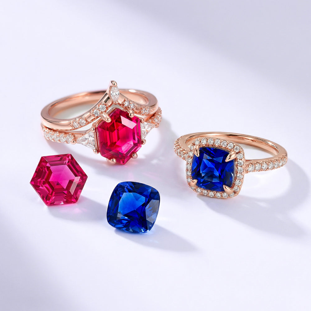 Gold vermeil engagement rings with loose gemstones