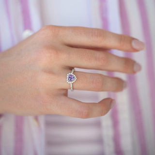 Heart Alexandrite Promise Ring in Sterling Silver