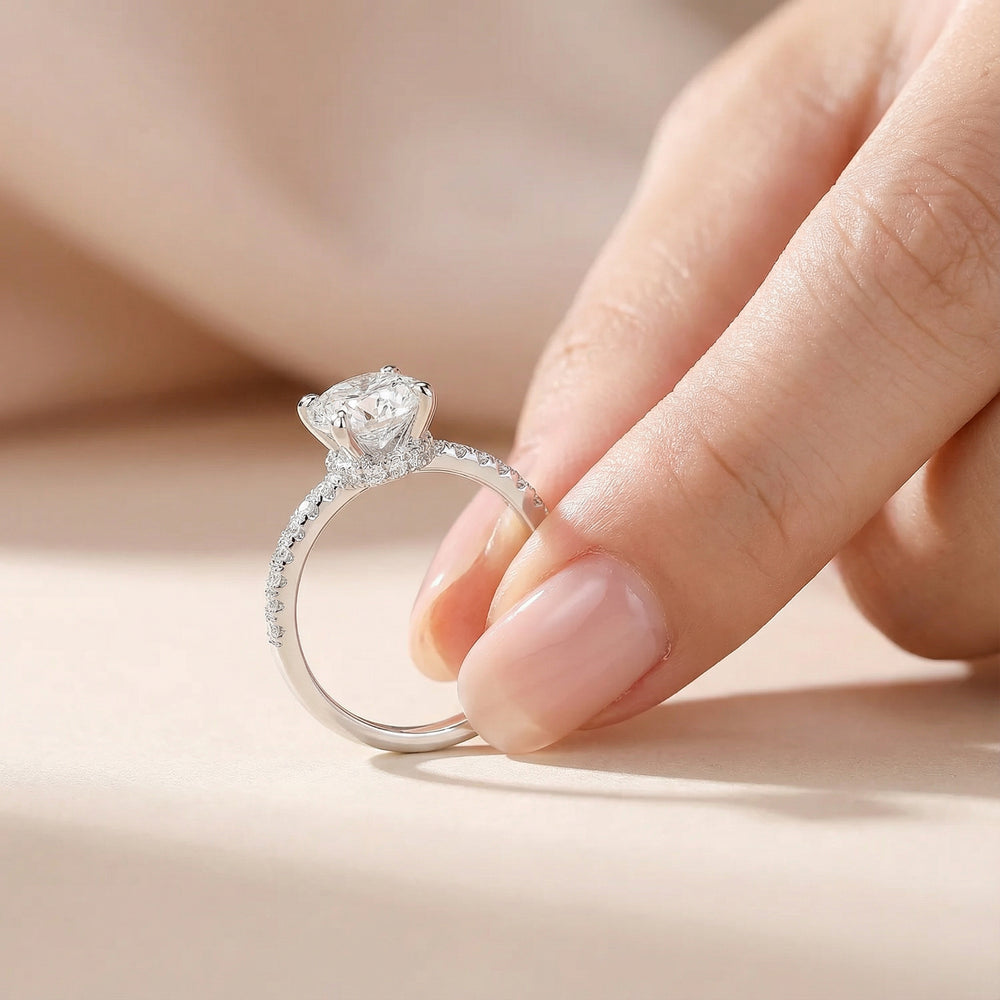 Hidden halo engagement ring