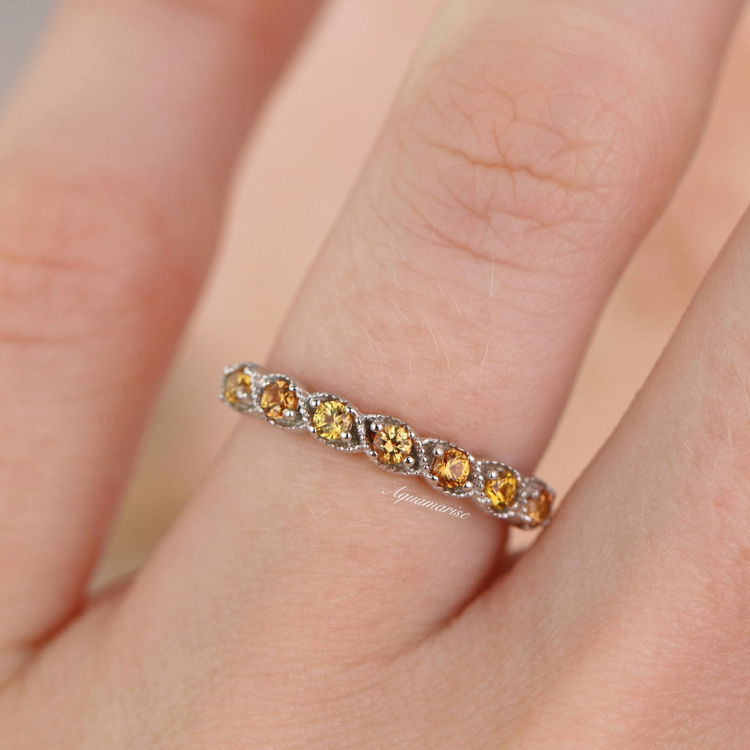 Vintage Natural Citrine Band in Sterling Silver