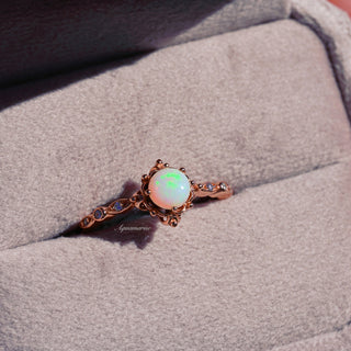 Natural Australian Opal Engagement Ring in 14K Rose Gold Vermeil