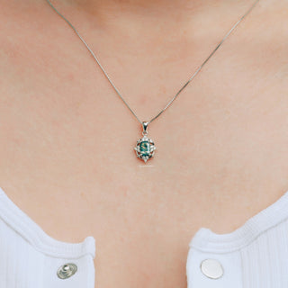 Claire Vintage Green Moss Agate Necklace in  Sterling Silver