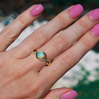 Entwined Fire Opal Engagement Ring in 14K Yellow Gold Vermeil