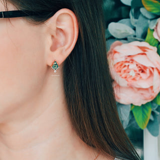 Skye Kite® Green Moss Agate Stud Earrings in 14K Rose Gold Vermeil