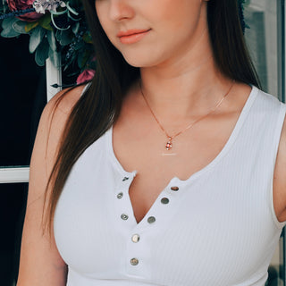 Claire Vintage Natural Red Garnet Necklace in 14K Rose Gold Vermeil