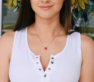 Heart Ruby Necklace in 14K Rose Gold Vermeil