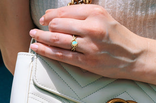 Entwined Fire Opal Engagement Ring in 14K Yellow Gold Vermeil