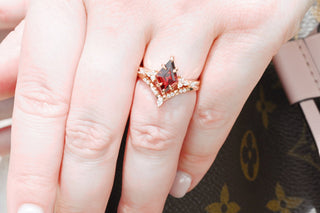 Garnet & Red Fire Opal Whiskey Barrel Couples Ring Set