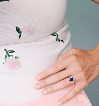 Skye Kite® Lapis Lazuli & Moonstone Engagement Ring Set in 14K Solid Rose Gold