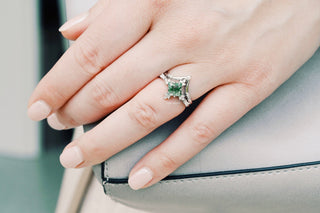 Rustic Moss Agate Couples Ring Set