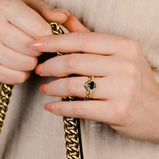 Black Onyx Ring Set in 14K Yellow Gold Vermeil