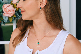 Skye Kite® Emerald Stud Earrings in 14K Rose Gold Vermeil