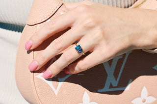 Toi Et Moi Alexandrite & London Blue Topaz Ring in 14K Yellow Gold Vermeil