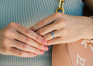 Teardrop Aquamarine & Tanzanite Ring in Sterling Silver