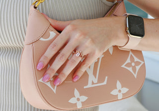 Natural Rose Quartz Fairy Ring Set in 14K Rose Gold Vermeil