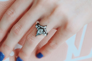Skye Kite®  Galaxy Raw Salt & Pepper (Herkimer) Diamond Ring- Black Rhodium Filled