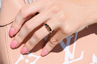 Smoky Quartz & Black Onyx Ring in 14K Yellow Gold Vermeil
