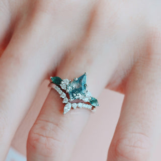 Skye Kite®  Kite Green Moss Agate Ring Set- Sterling Silver