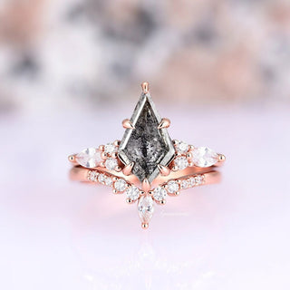 Skye Kite® Galaxy Salt & Pepper (Herkimer) Diamond & Meteorite Couples Ring Set