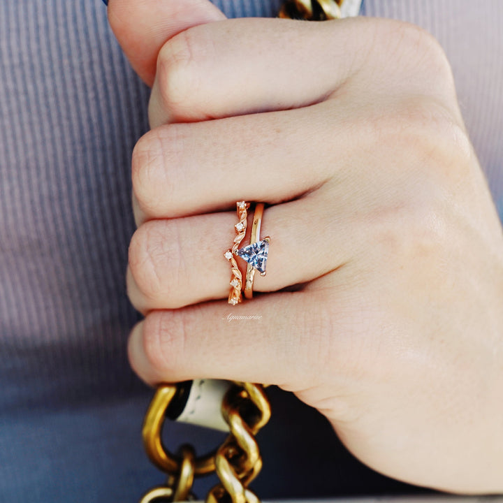Filigree Fairy Leaf Wedding Band- 14K Solid Rose Gold