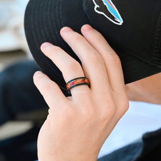 Skye Kite® Ruby & Rose Gold Leaf Couples Ring Set