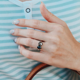 'Toi Et Moi' Salt & Pepper (Herkimer Diamond) & Black Onyx Ring- 925 Sterling Silver