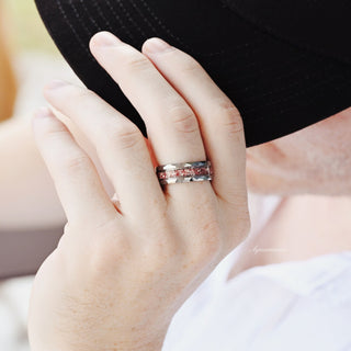Fireworks Cut Morganite & Moonstone Leaf Couples Ring Set