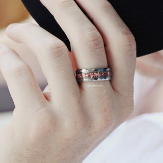 Fireworks Cut Morganite & Moonstone Leaf Couples Ring Set